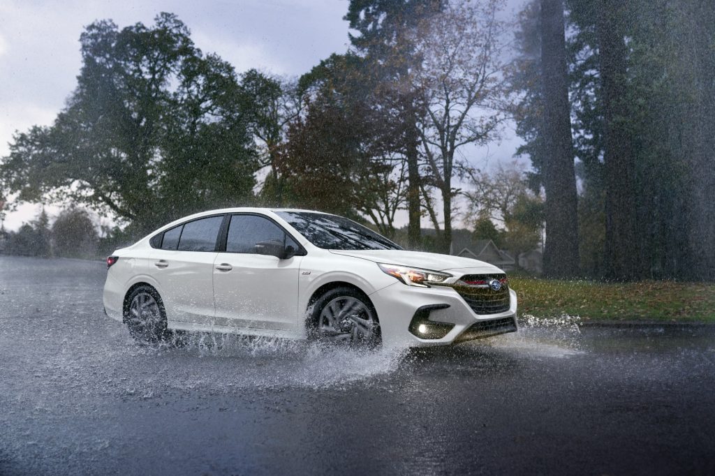 Subaru Legacy in the rain