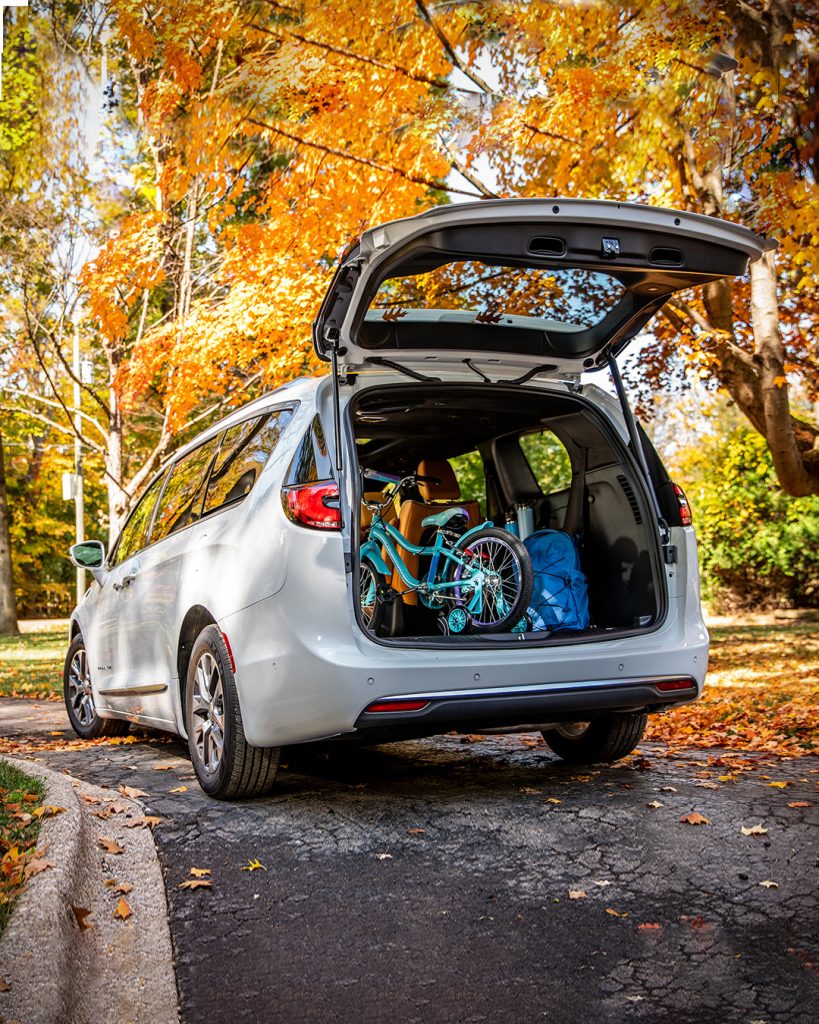 Chrysler Pacifica van with hatch open