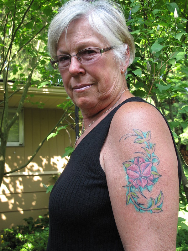 Grandma with an arm tattoo