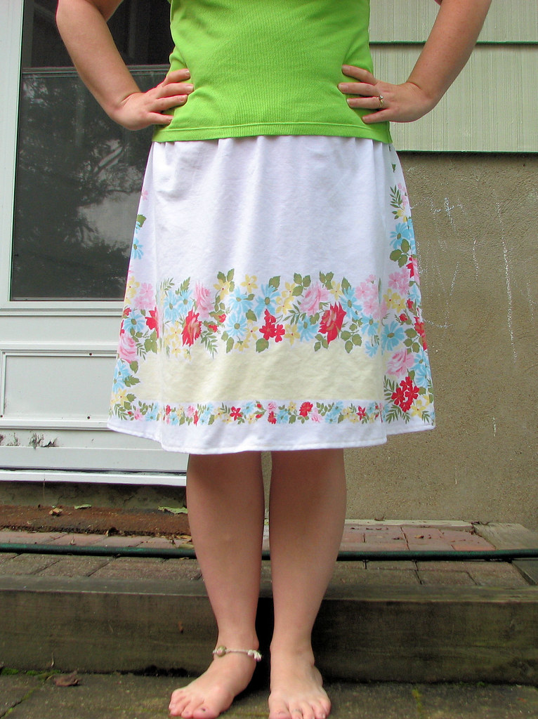 New skirt from vintage tablecloth