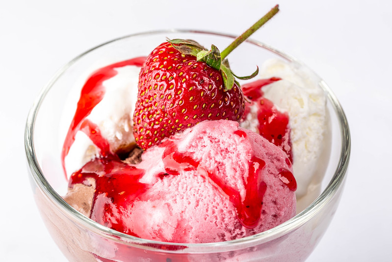 Scoops of multi-colored ice cream close-up