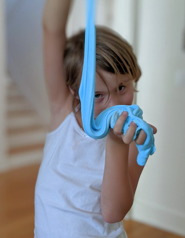 Kid with homemade slime