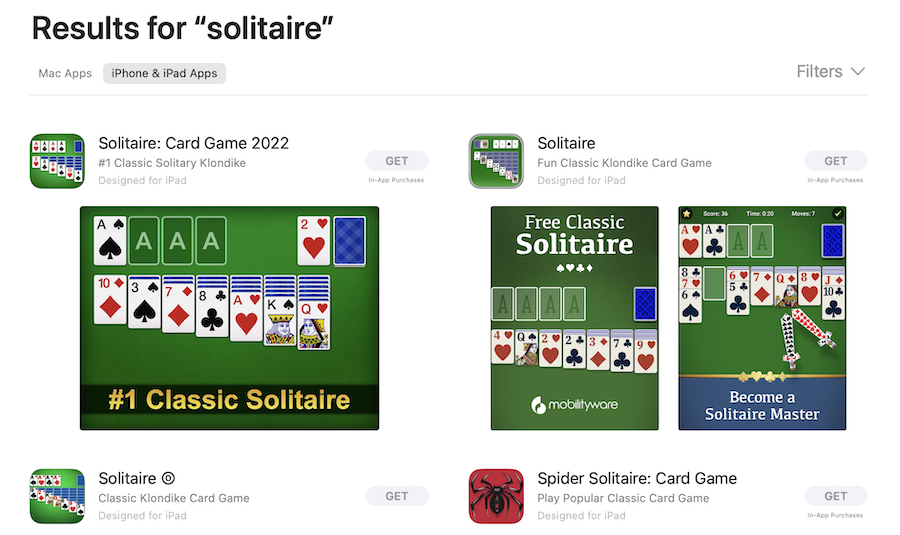 Solitaire search results App store gaming