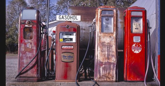 Four gas pumps in Yoder Kansas