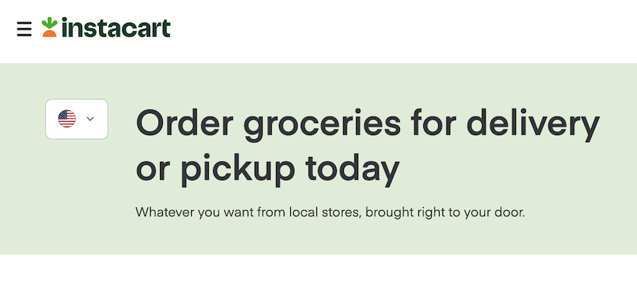 Instacart home page image