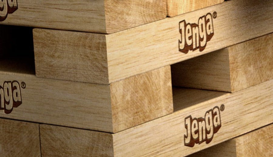 Jenga game in progress