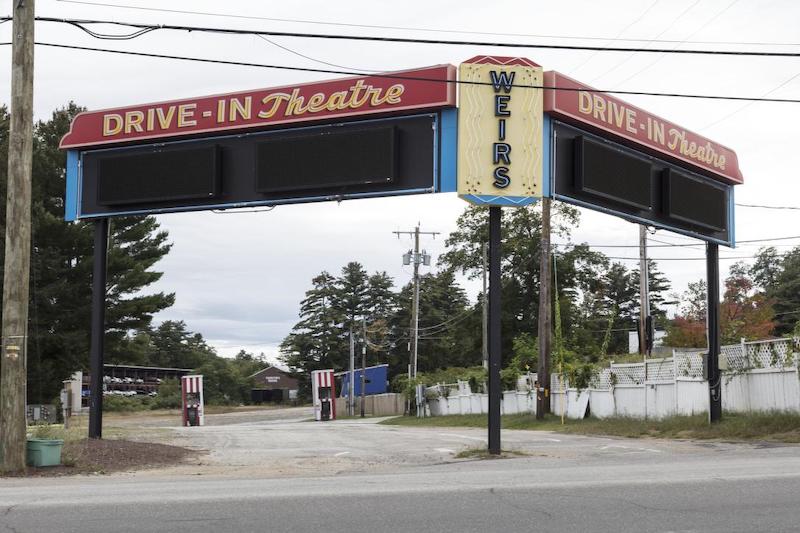 Stand-alone marquee for the Weirs drive-in movie theater in Weirs Beach, New Hampshire
