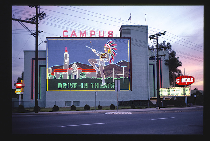 Campus Drive-In Theater, closer view with neon, El Cajon Boulevard, San Diego, California