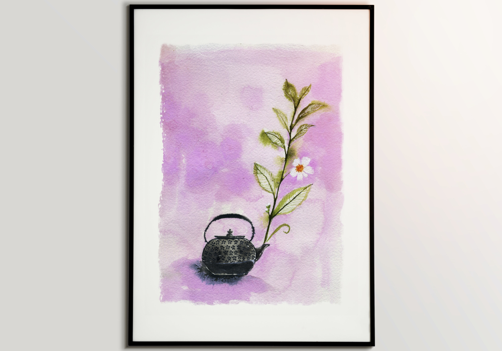 Art of a teapot and flower