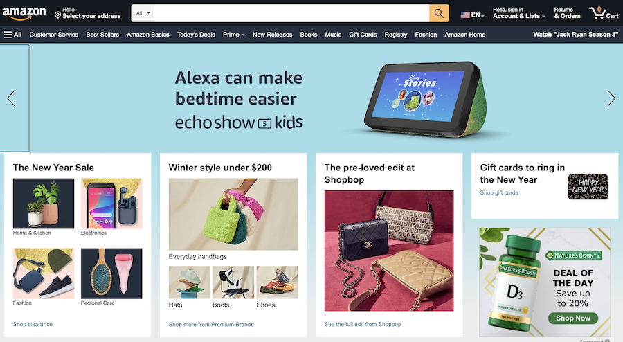 Amazon.com home page image
